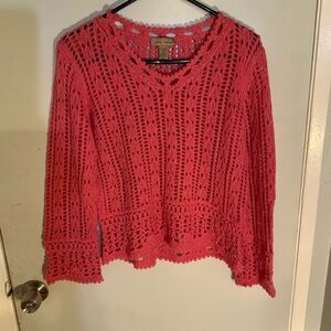 Women's Crochet Sweater - Pink